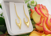 Long earrings with matte gold finish: 18K Gold plating over silver - Fine Jewelry by Anastasia Savenko